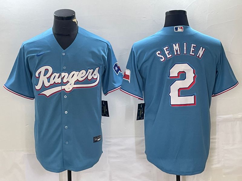 Men Texas Rangers #2 Semien Light Blue Game Nike 2023 MLB Jersey style 1->women mlb jersey->Women Jersey
